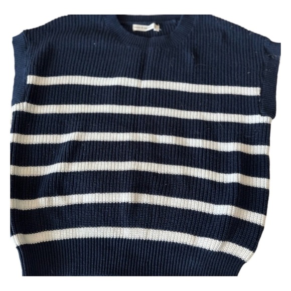 Blue and White Striped Crew Neck Sweater - Picture 1 of 2